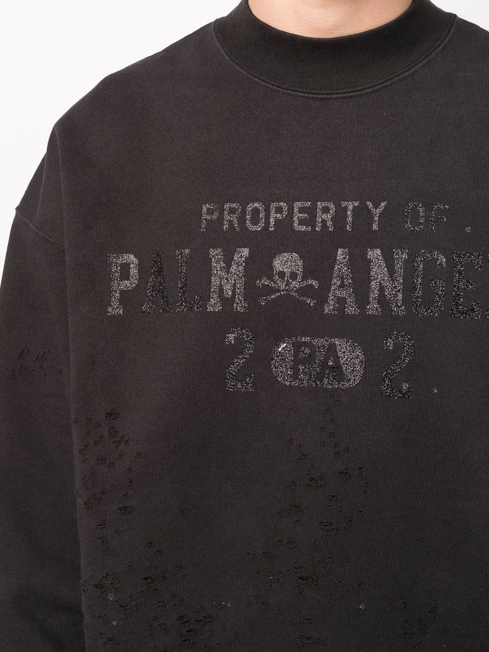 logo-print distressed-effect sweatshirt - 5