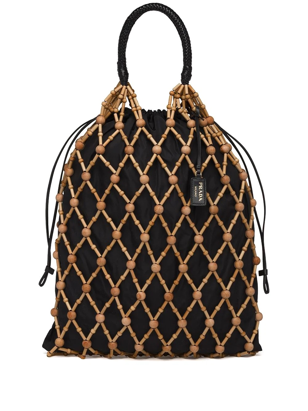 mesh leather trim bag - 1