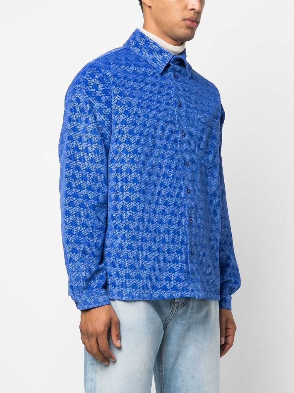 all-over logo print corduroy shirt - 4