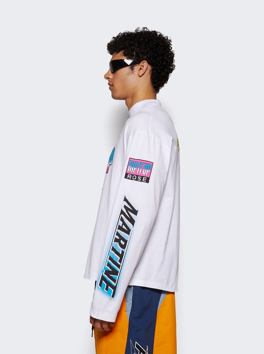 Funnel Neck Long Sleeve Tee White - 3