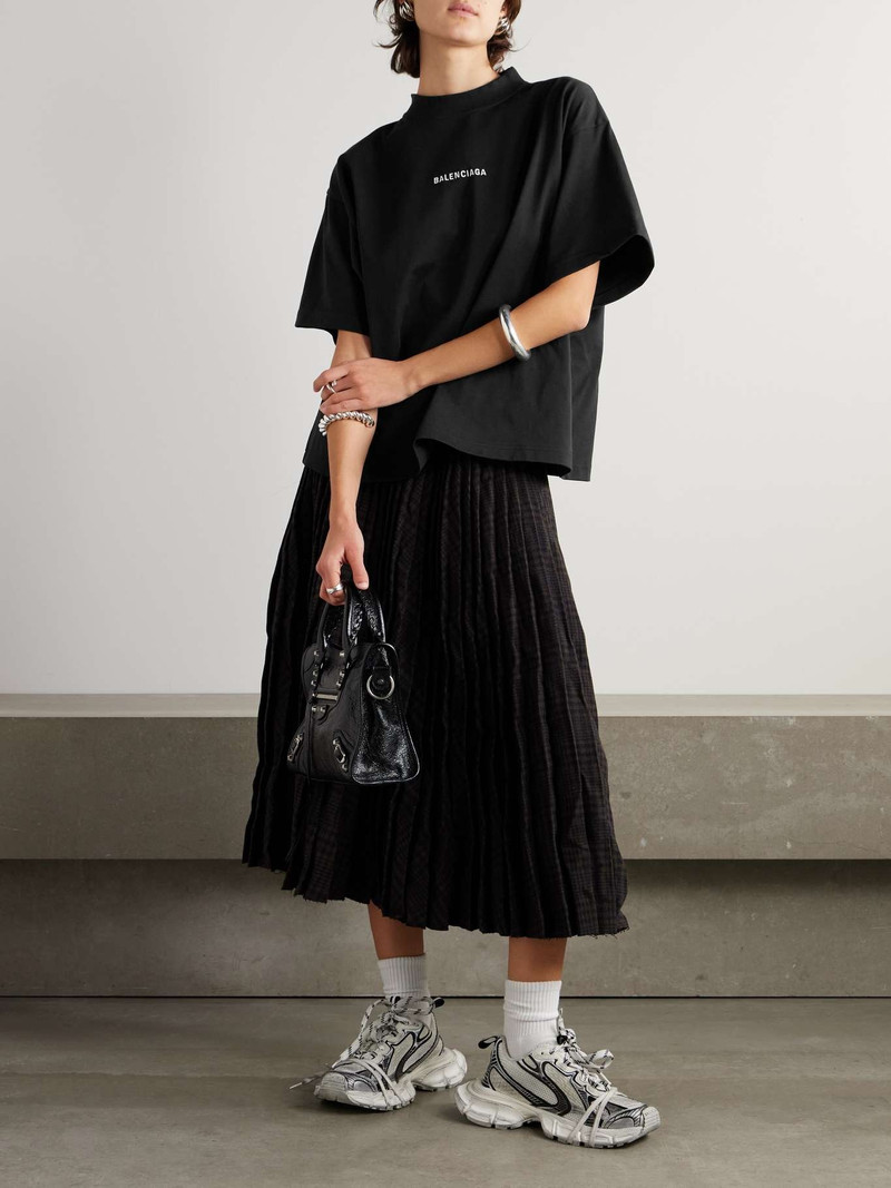 BALENCIAGA Embroidered cotton-jersey T-shirt Black outlook