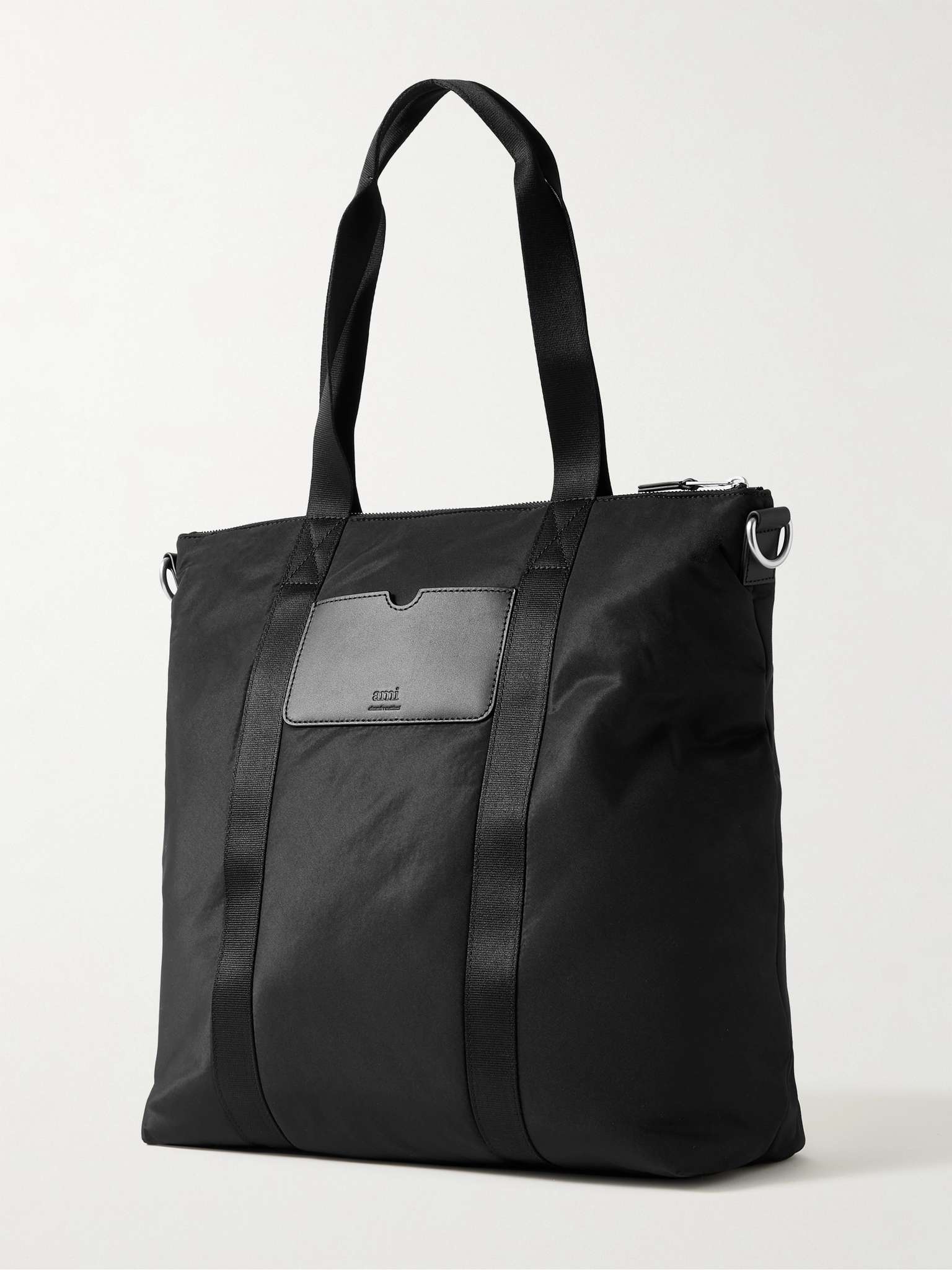 有名なブランド AMI Paris Bag Tote Shell Logo-Embellished Leather-Trimmed バッグ