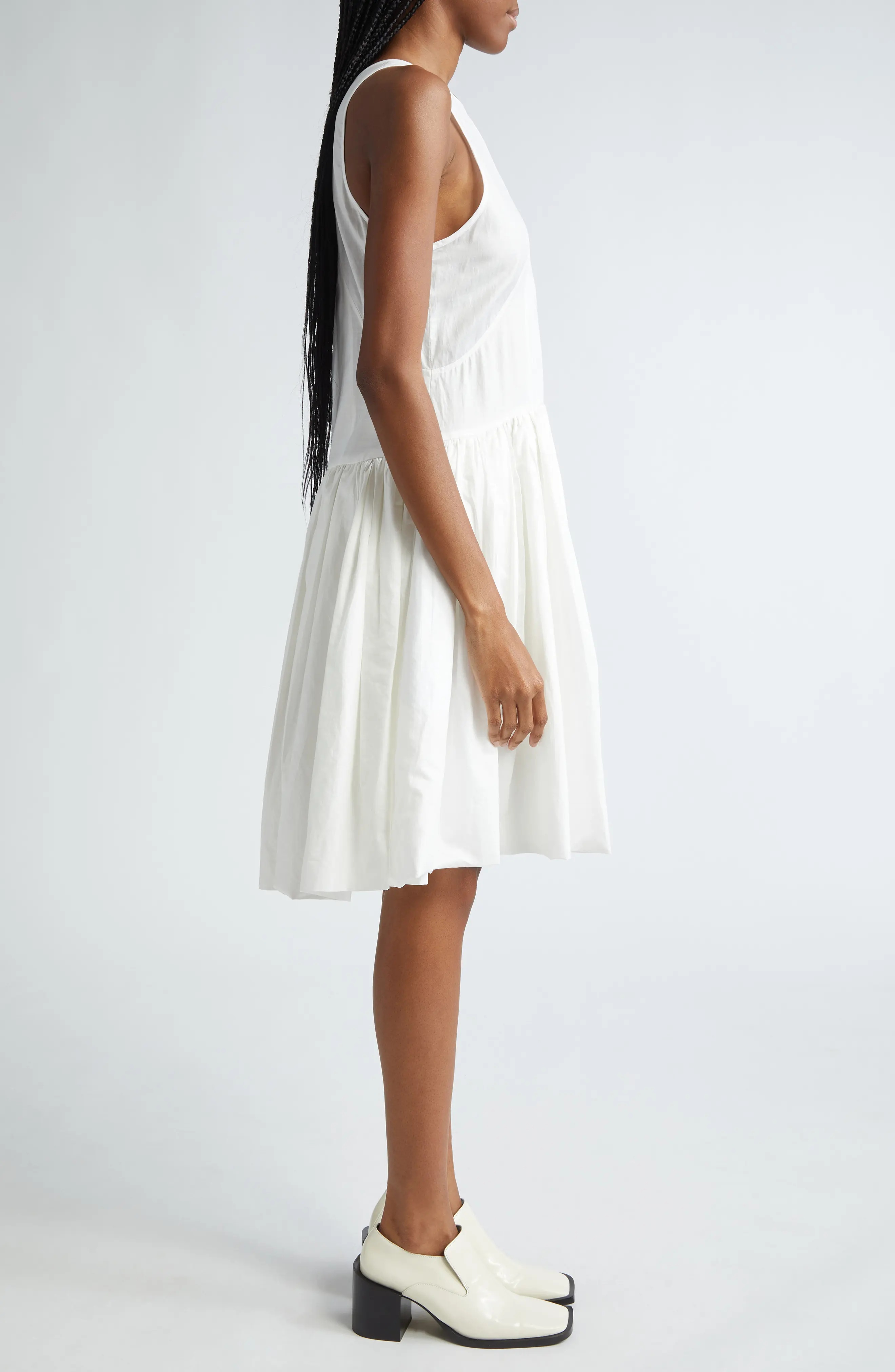 Sleeveless Drop Waist Poplin Dress - 3