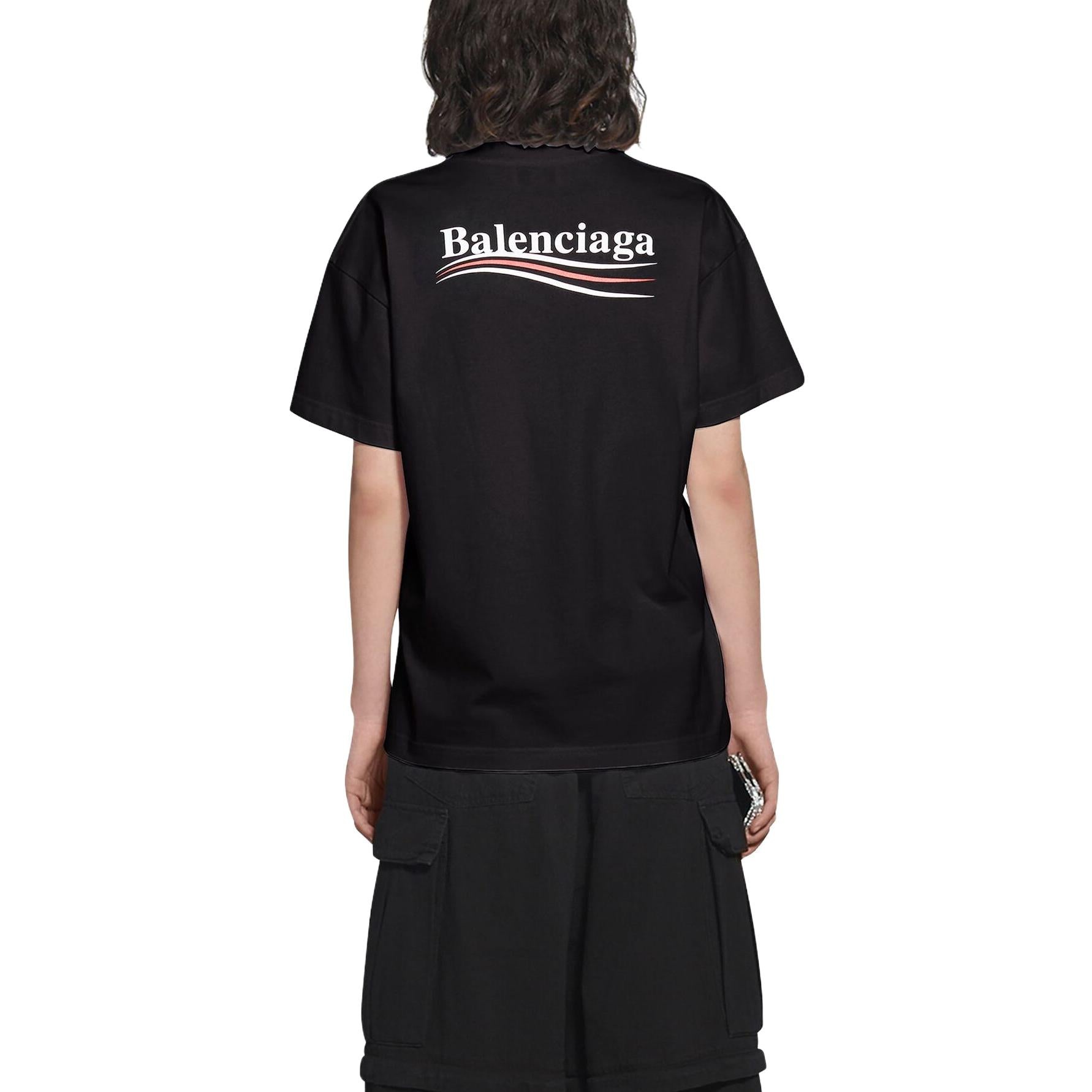 (WMNS) Balenciaga Political Campaign Logo Short Sleeve T-Shirt 'Black' 612964TKVJ11070 - 5