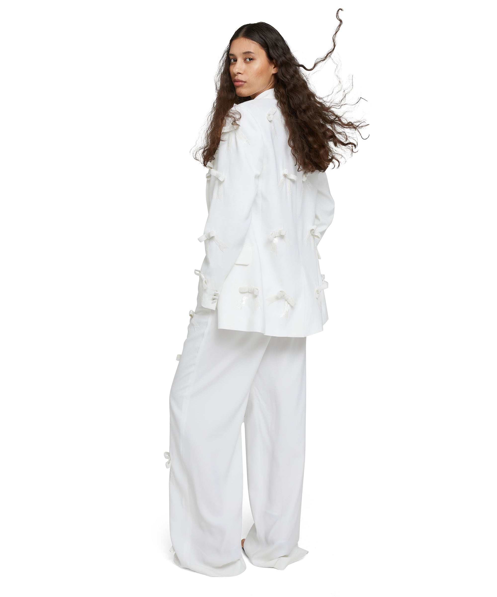 Viscose single-breasted blazer with bows - 5