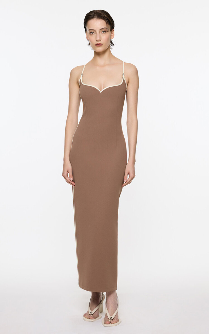 Paris Georgia Sweetheart Neck Dress brown outlook