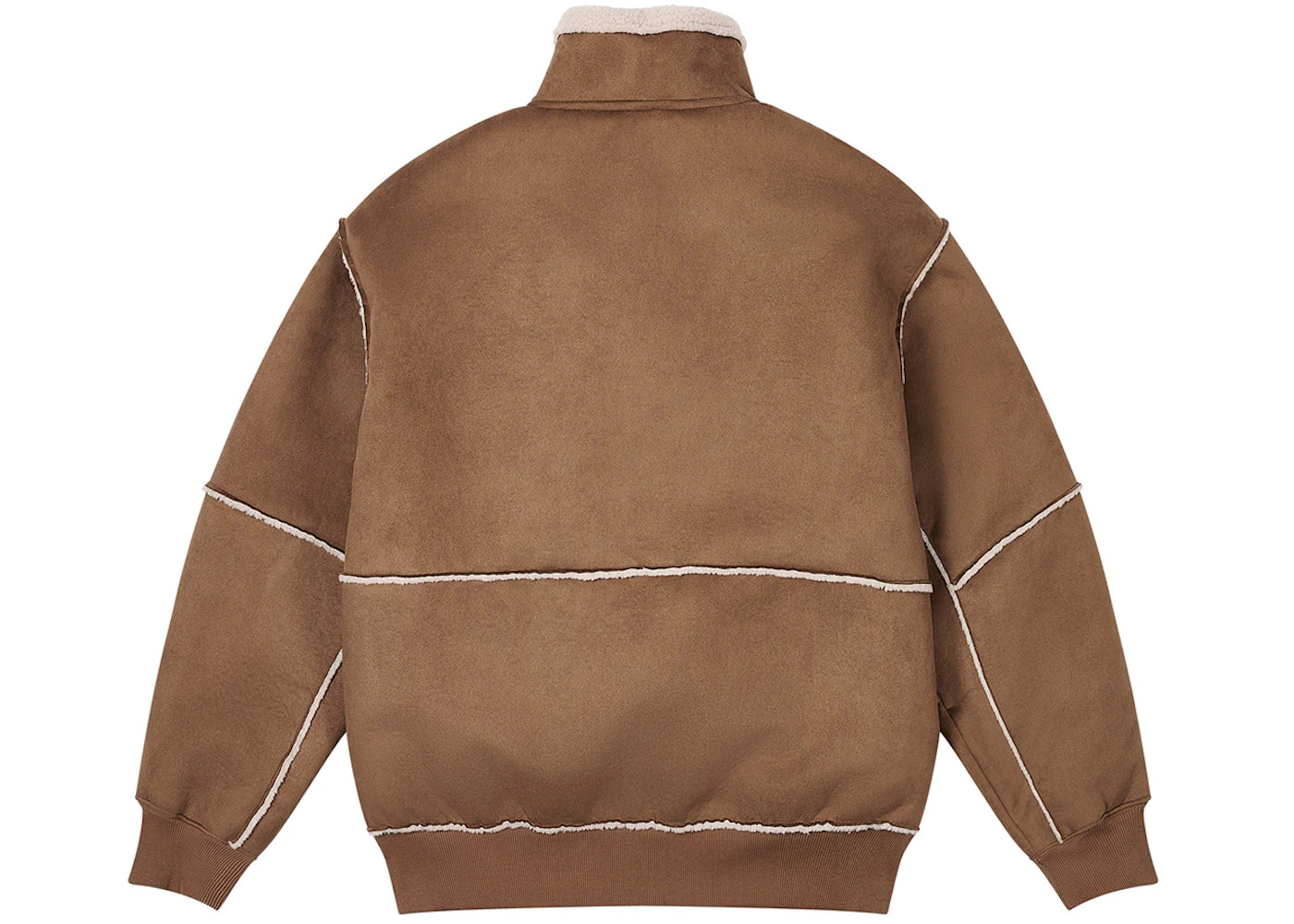 Palace Sherpa Faux Suede Funnel Caked Brown - 3