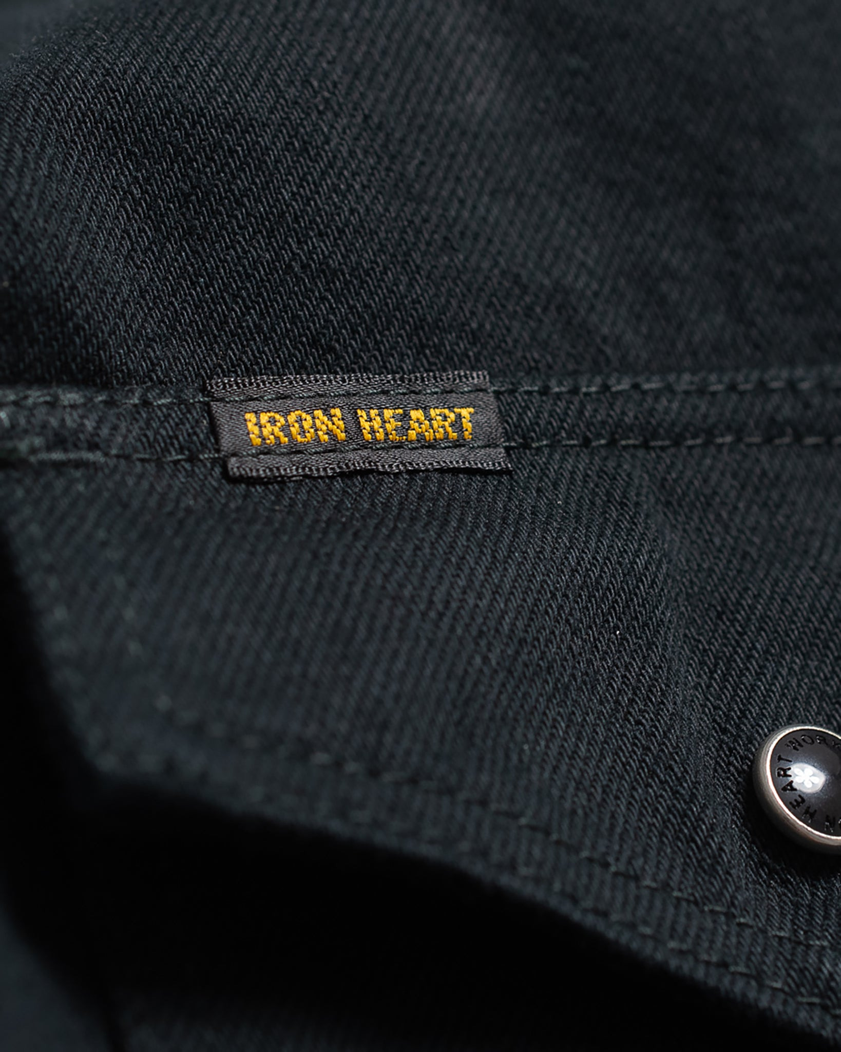 IHSH-218-BLK 12oz Selvedge Denim Western Shirt "The Johnny Cash III" - Superblack - 17