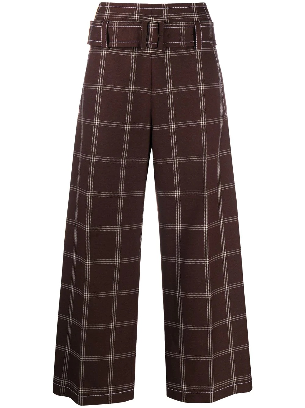 high-waisted check trousers - 1