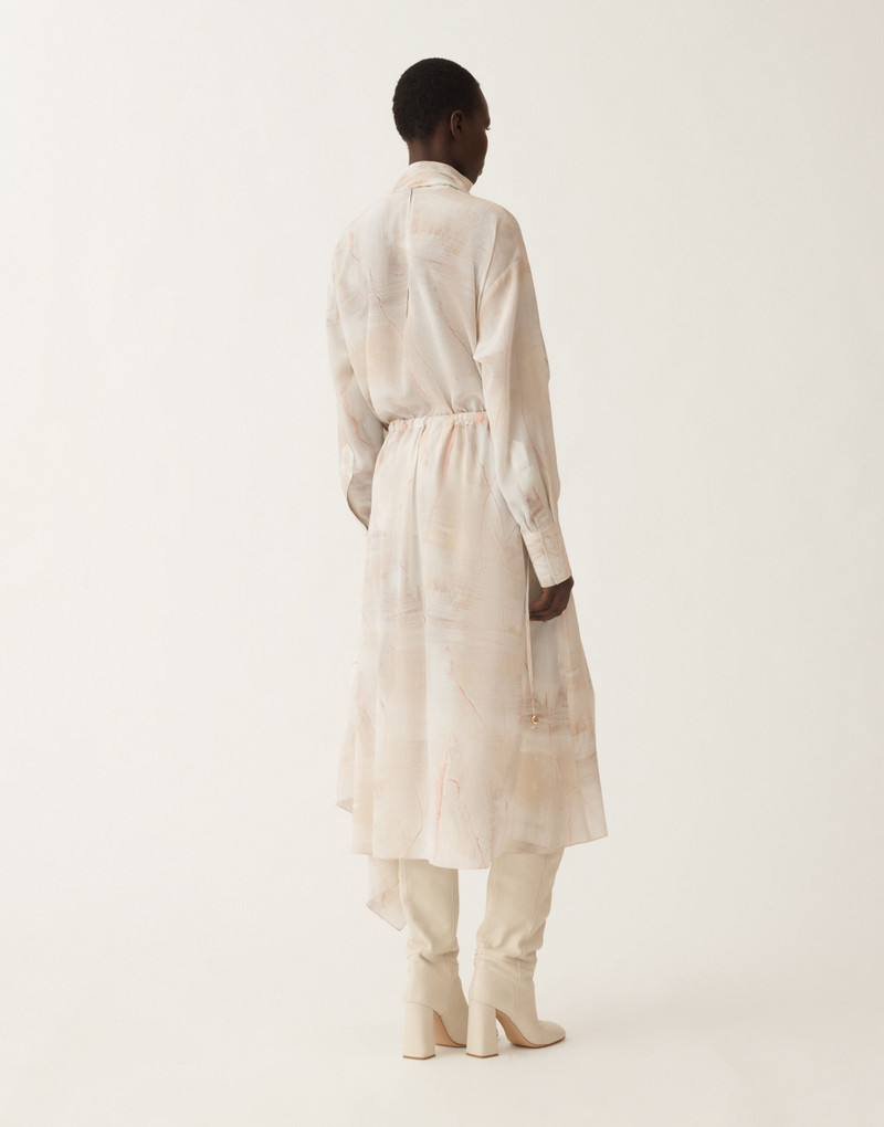 Printed crepe de chine skirt, butter 4