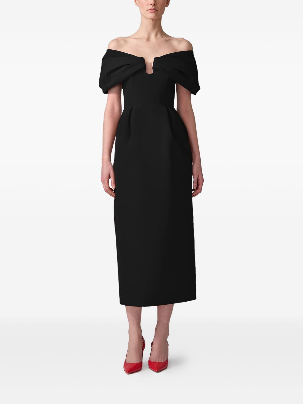 bow-detail midi dress - 2