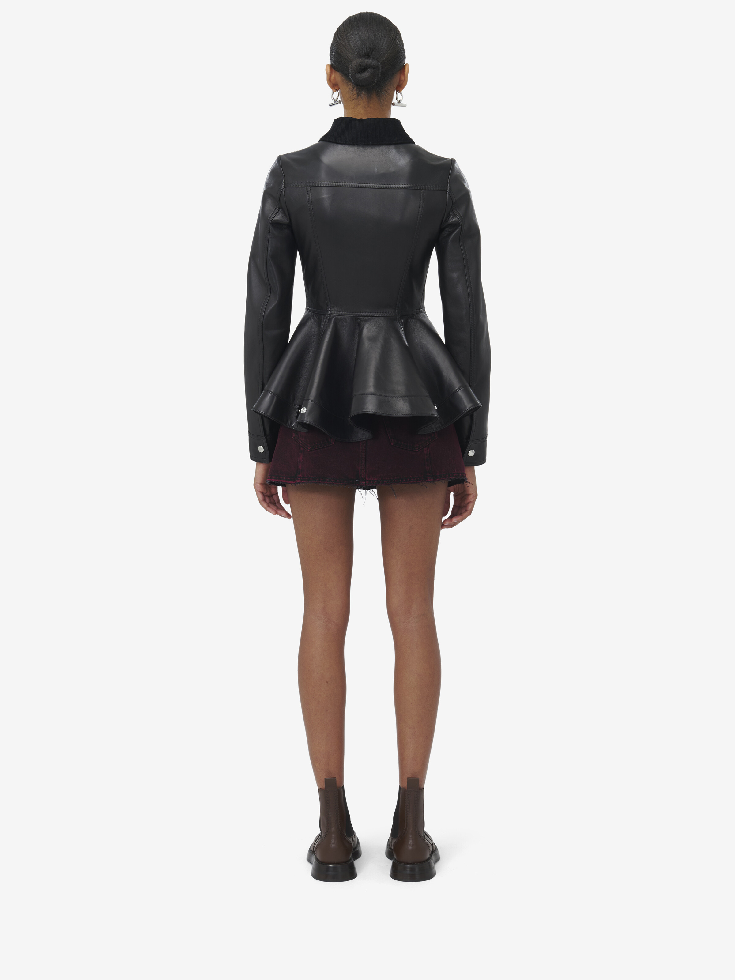 Peplum Leather Jacket - 18