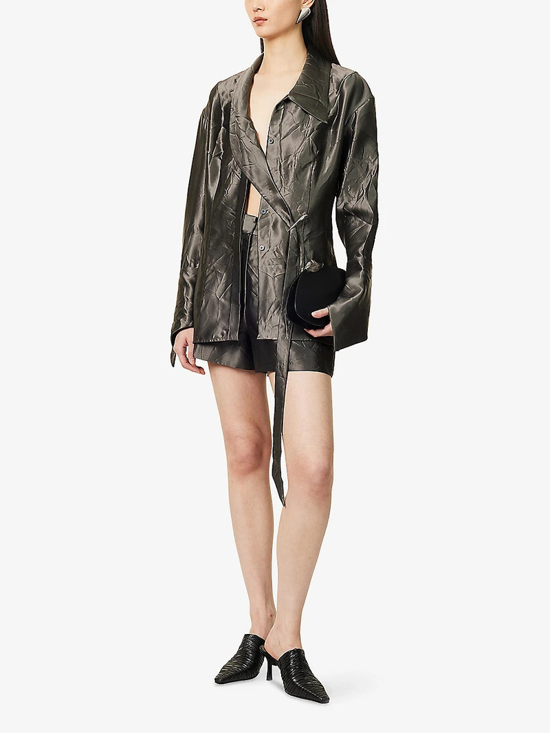 GRACE LING Oversized Crinkled Claw Loop Woven Shirt outlook