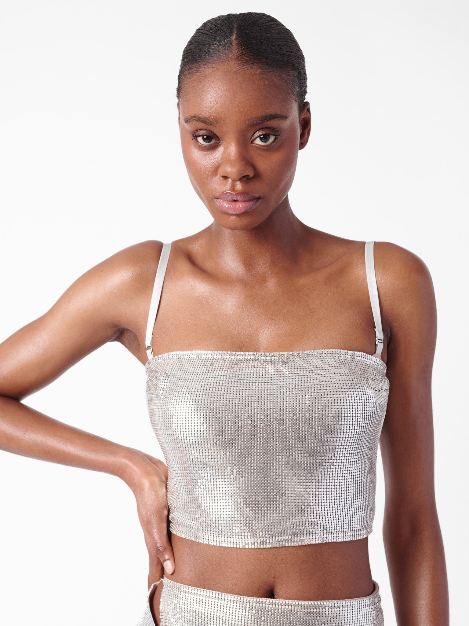 ROSALYN TOP METALLIC CHAINMAIL SILVER CHROME - 6