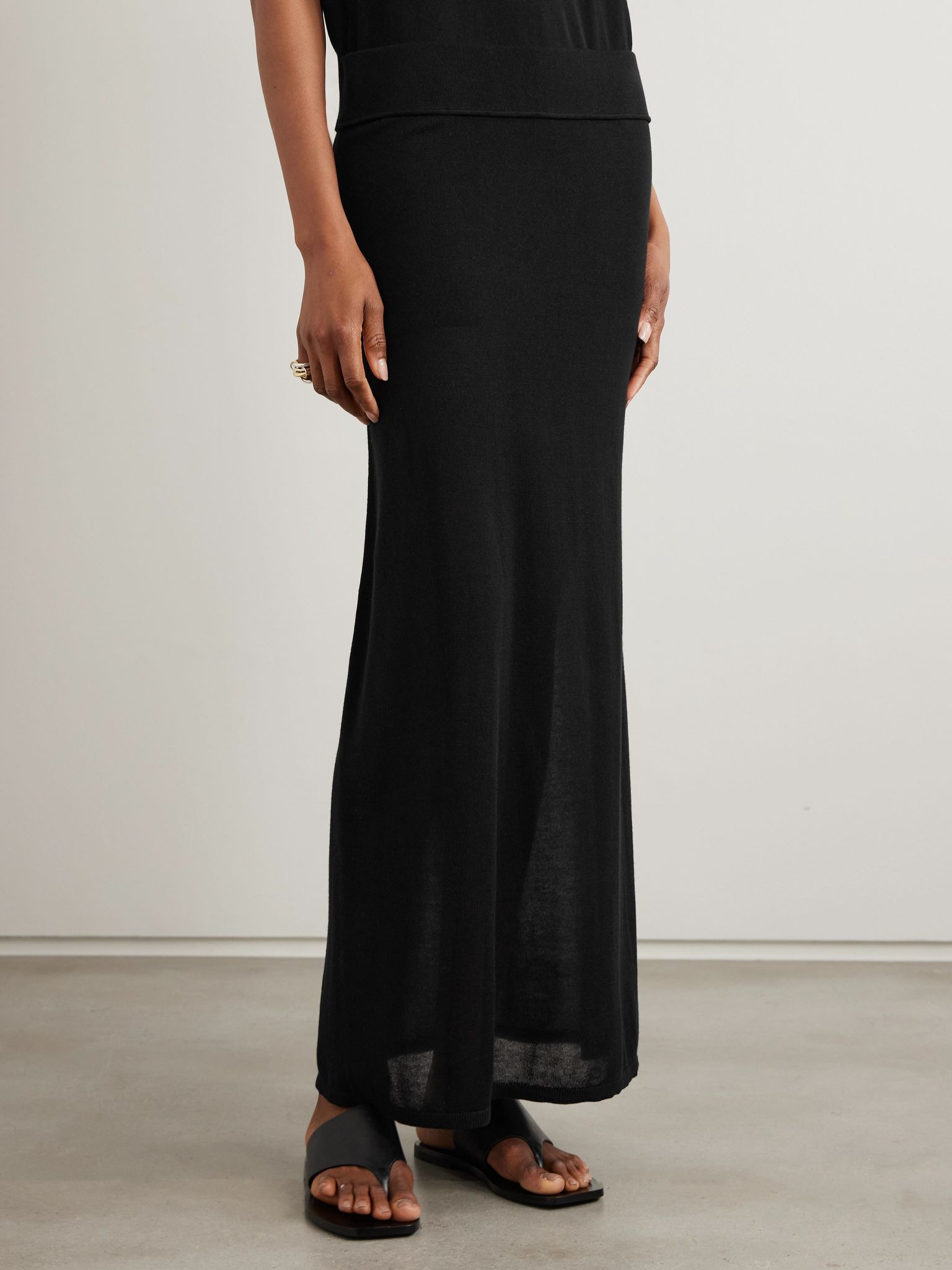 Lyocell and cashmere-blend maxi skirt Black - 3