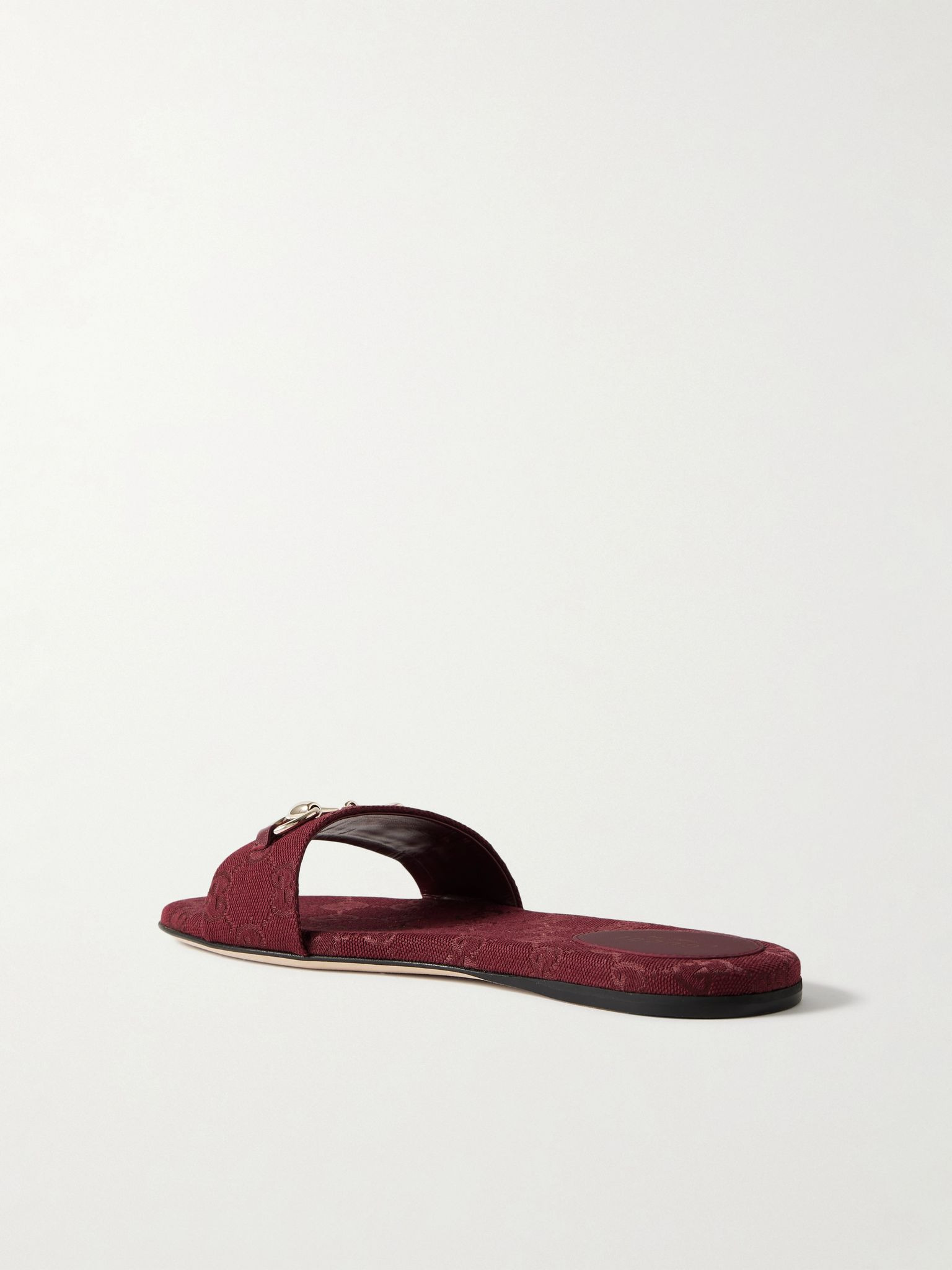Siaga horsebit-detailed canvas-jacquard slides Burgundy - 3