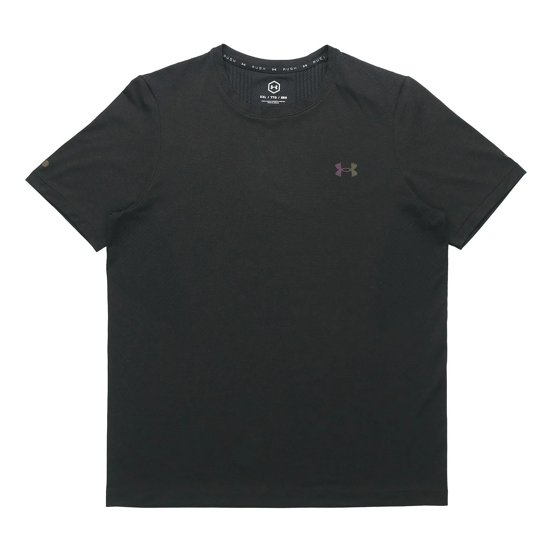 Men's Under Armour Rush Seamless Casual Sports Breathable Short Sleeve Black 1361130-001 - 1