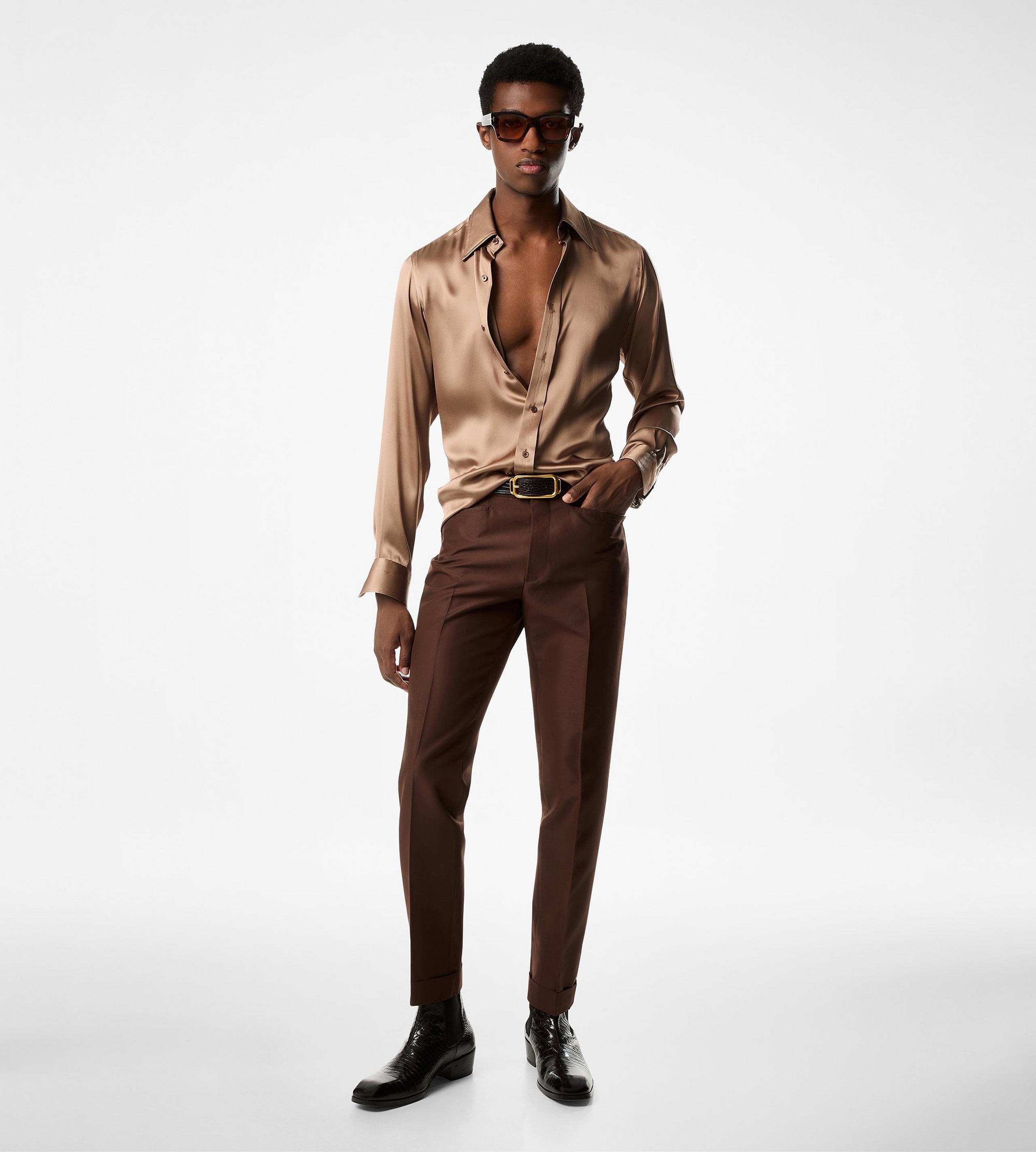 SILK CHARMEUSE SLIM FIT SHIRT - 2