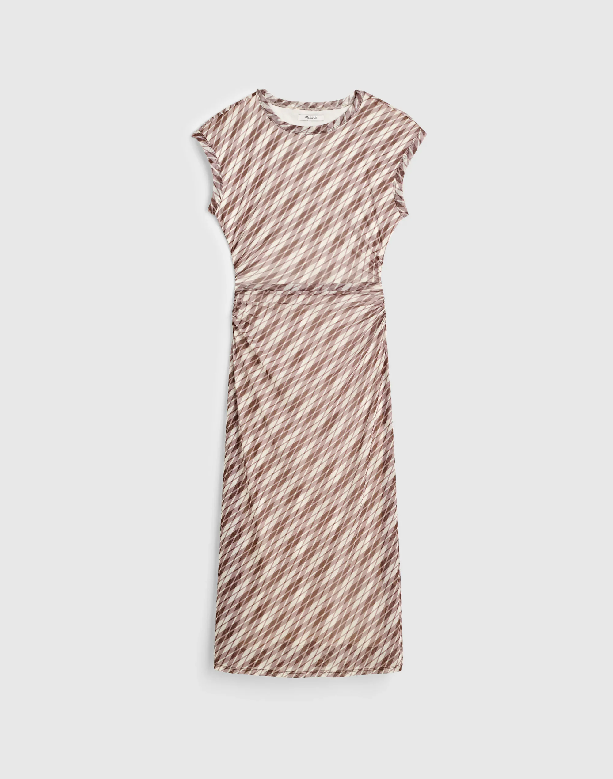 Cap-Sleeve Ruched Midi Dress - 1