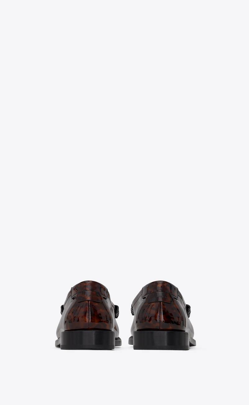 le loafer monogram penny slippers in tortoiseshell patent leather 3