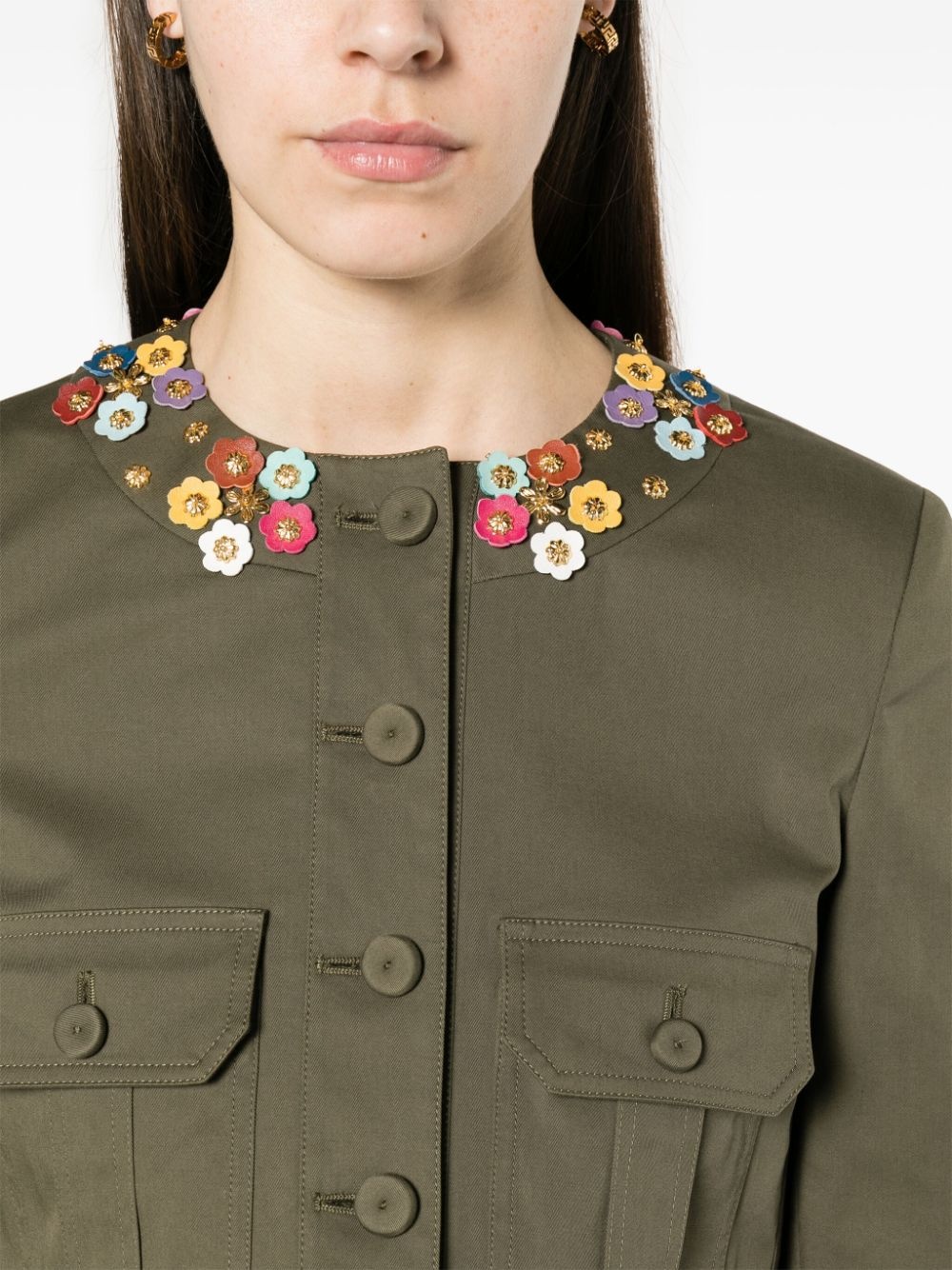 floral-appliquÃ© cropped jacket - 5