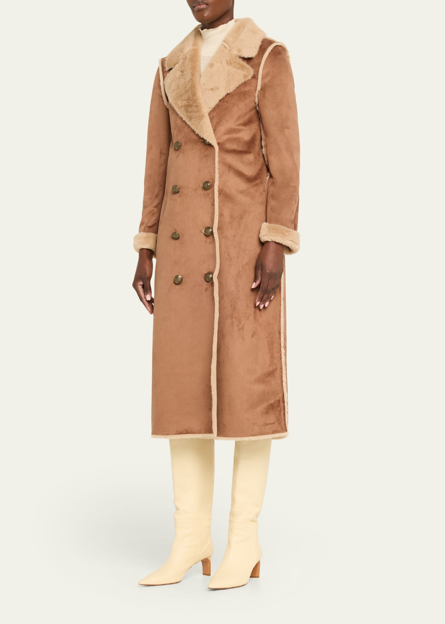 Citron Faux Fur Maxi Coat - 4