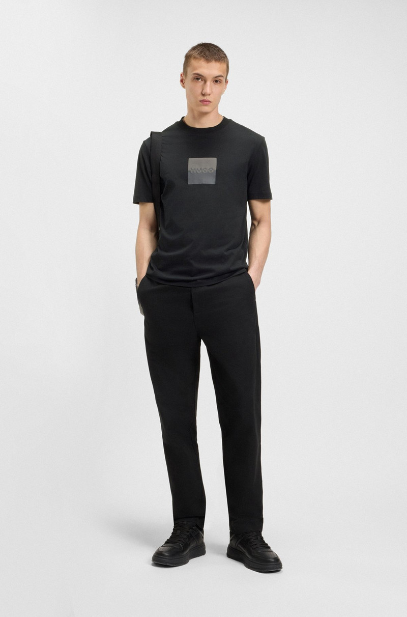 HUGO COTTON-JERSEY T-SHIRT WITH SPLIT-LOGO PRINT outlook