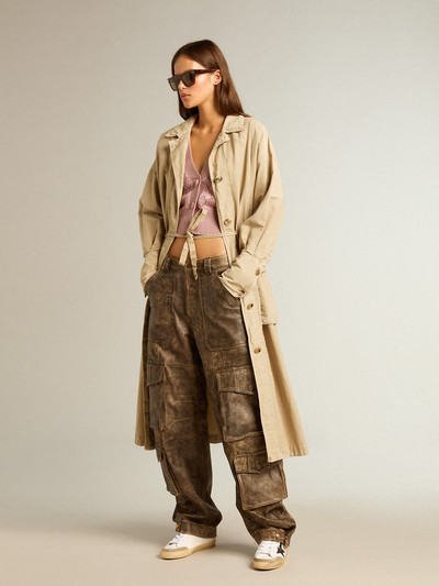 Golden Goose Khaki-colored cotton twill trench dress outlook