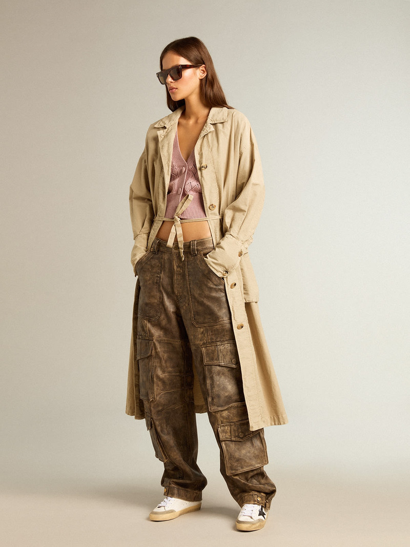 Golden Goose Khaki-colored cotton twill trench dress outlook