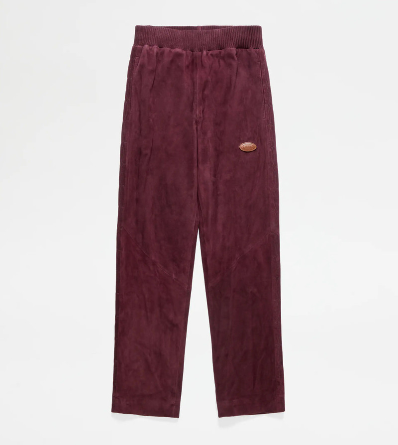 TRACKSUIT TROUSERS IN SUEDE - BURGUNDY 1