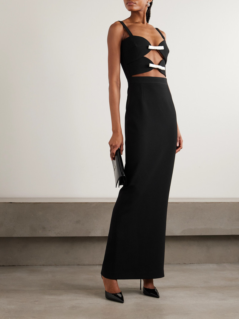 THE NEW ARRIVALS ILKYAZ OZEL Ambrosia Satin-trimmed Cutout Crepe Gown outlook