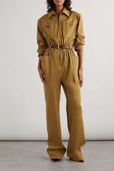 SAINT LAURENT Belted cotton-twill jumpsuit outlook