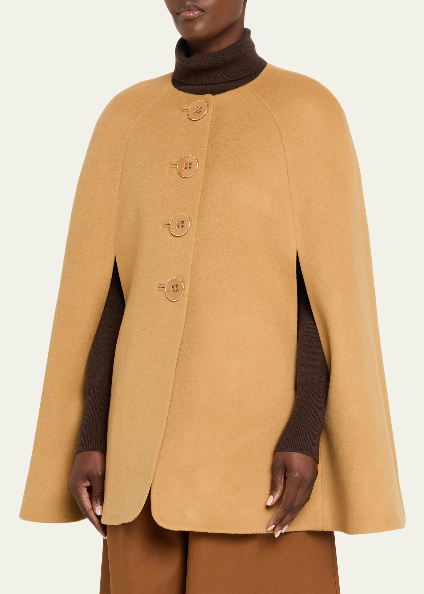 Button-Front Wool Cape - 4