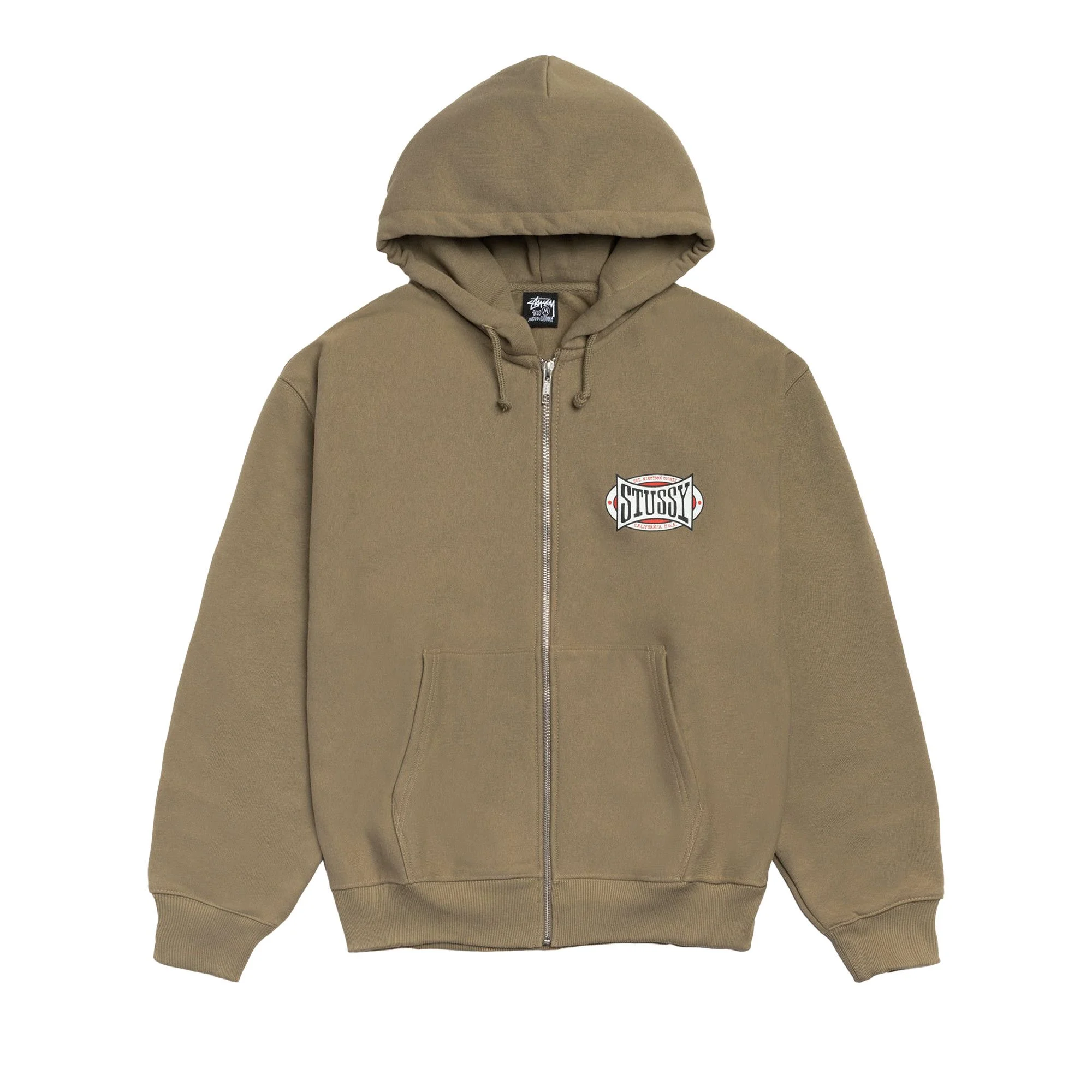 Stussy Champion Oval Zip Hoodie 'Army' - 1