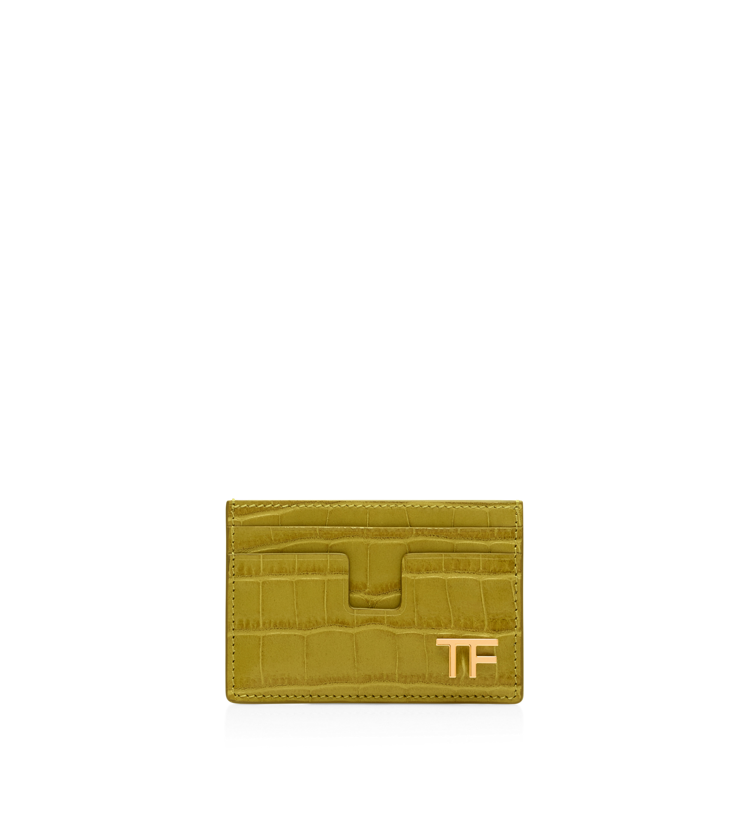 SHINY STAMPED CROCODILE LEATHER CLASSIC TF CARD HOLDER 1