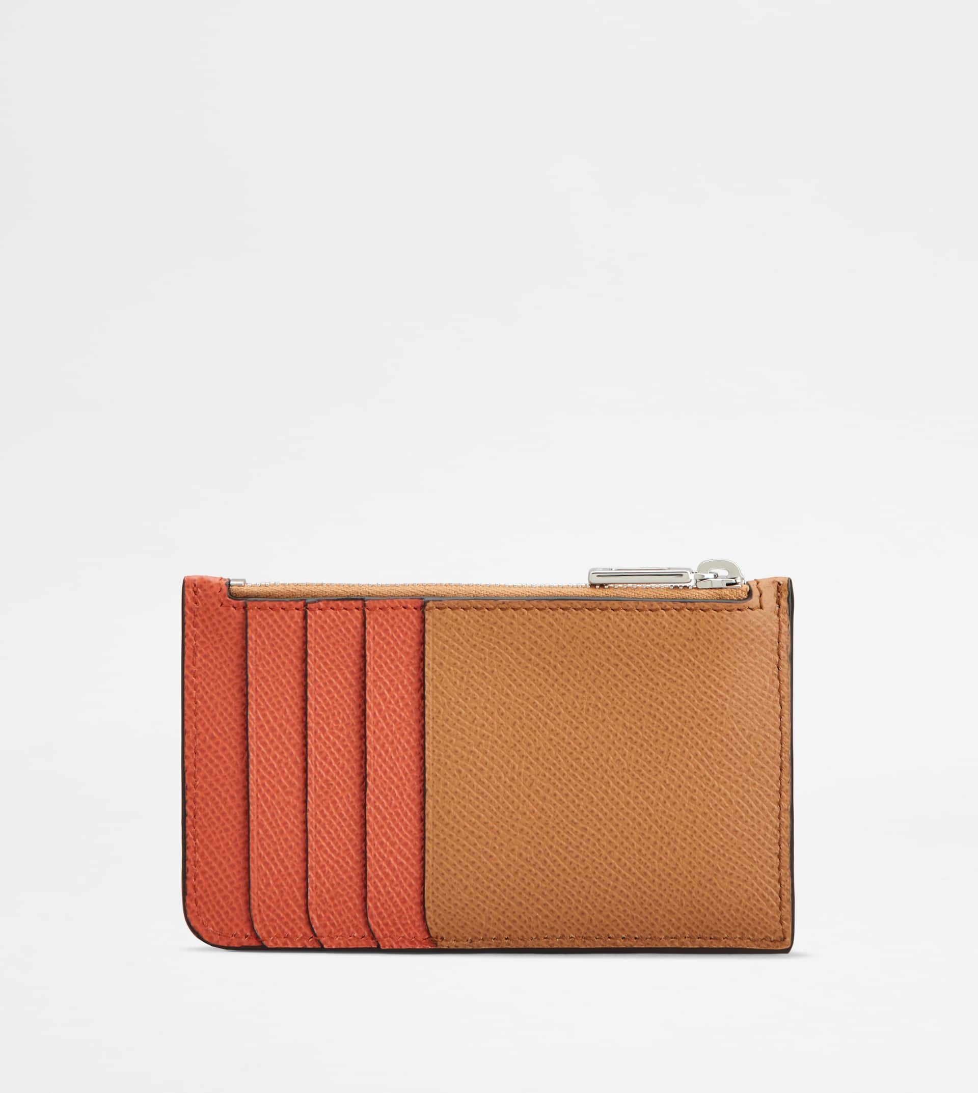 CARD HOLDER IN LEATHER - BROWN, ORANGE - 2