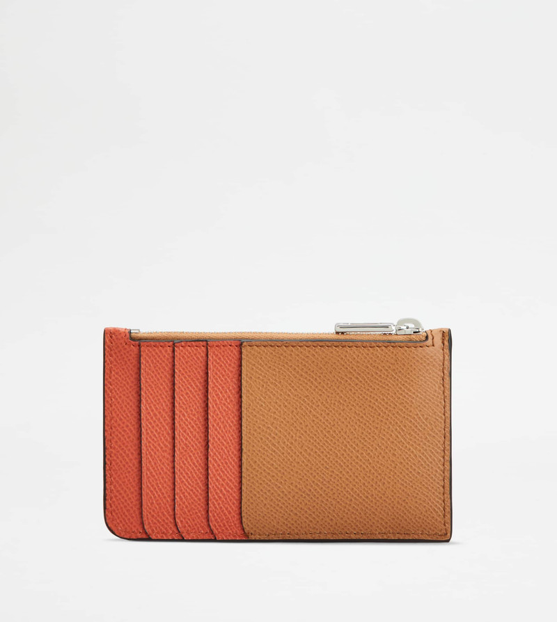 Tod's CARD HOLDER IN LEATHER - BROWN, ORANGE outlook