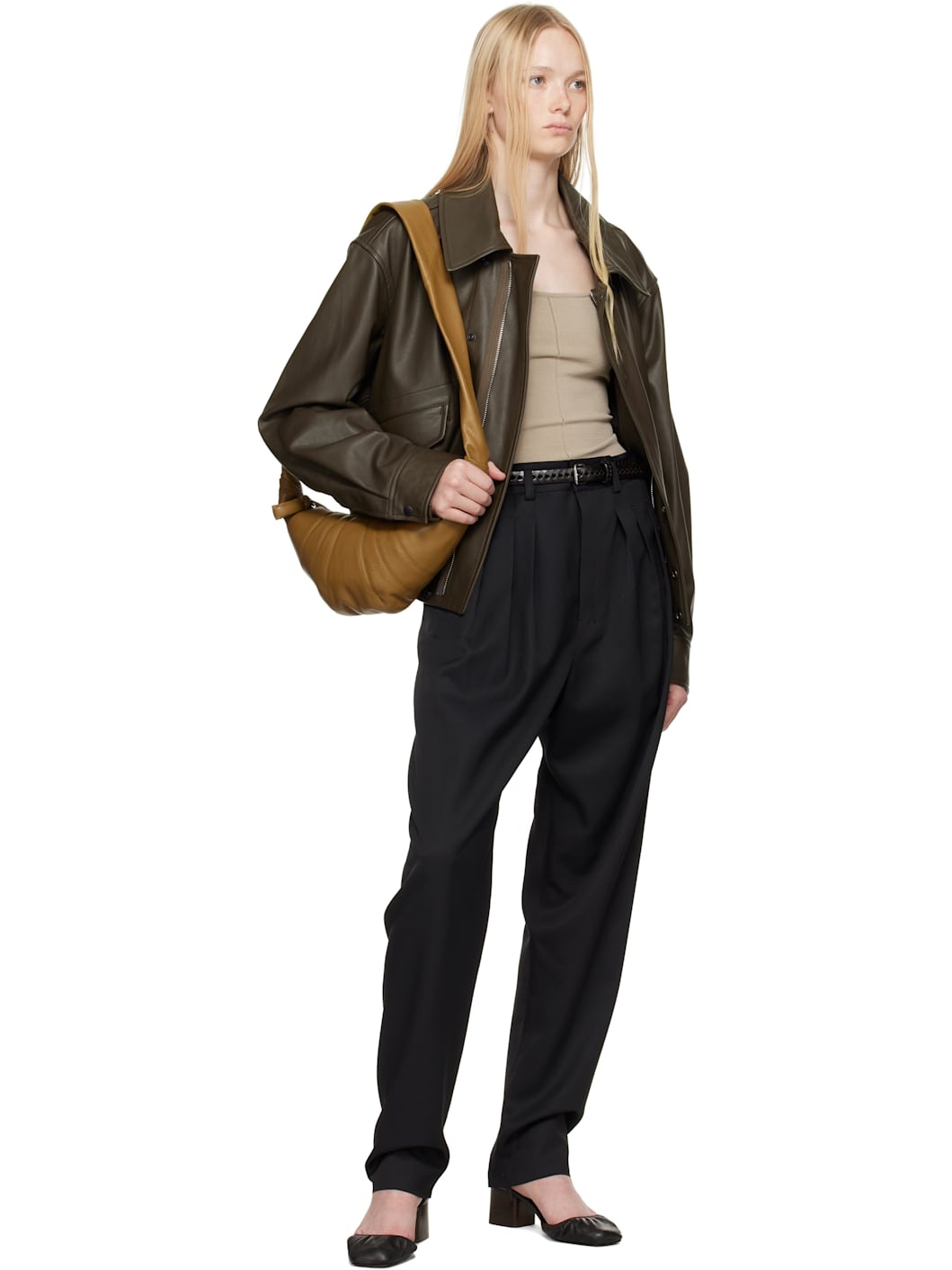 Black Pleated Tailored Trousers - 4