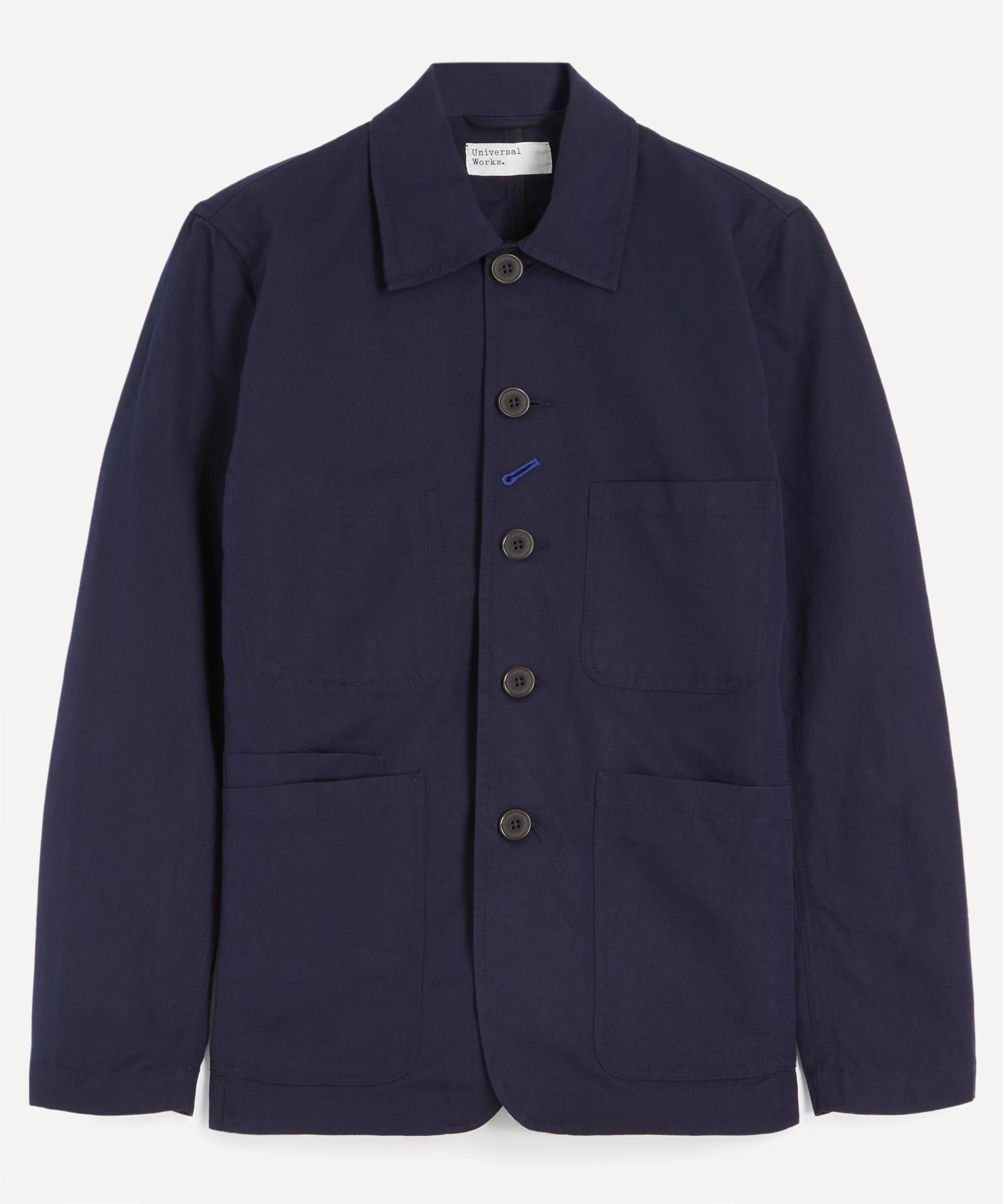 Navy Linen Slub Weave Bakers Jacket - 1