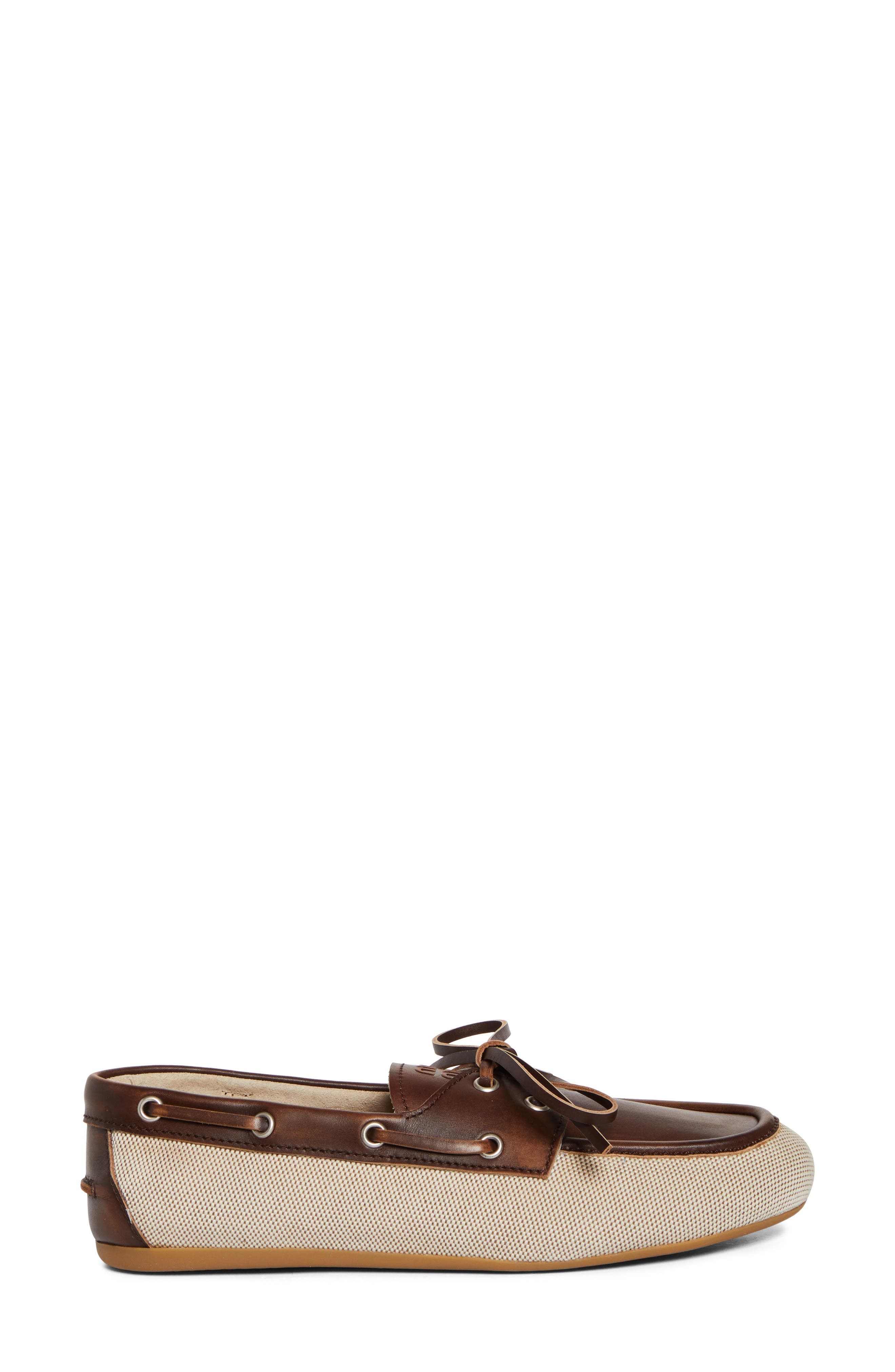 Miu Miu Canvas & Leather Boat Shoe in Naturale/Bruciato at Nordstrom - 3