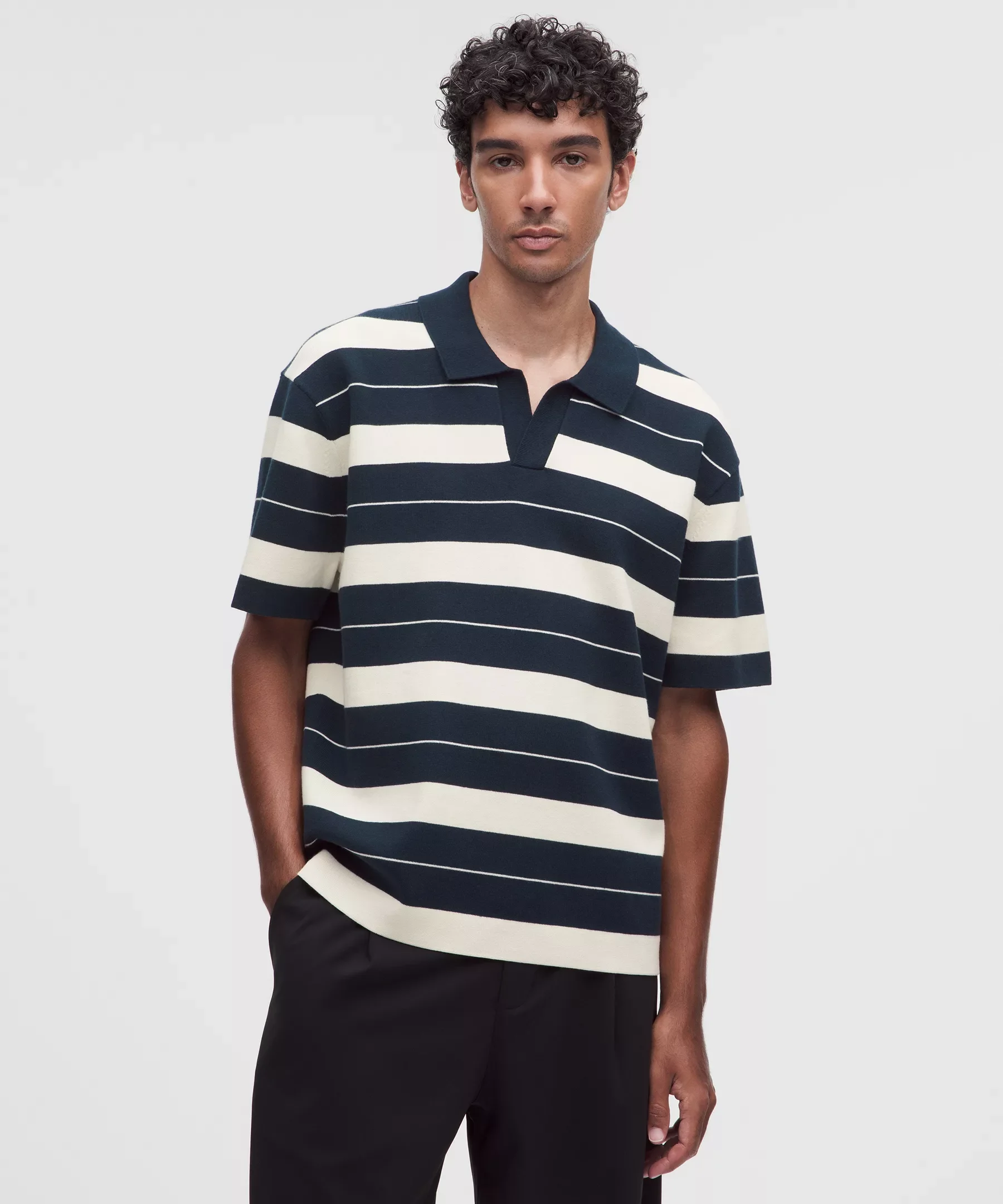 Cotton-Blend Knit Short-Sleeve Polo Shirt - 1