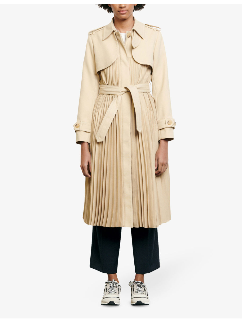 Vino belted satin-crepe coat - 3