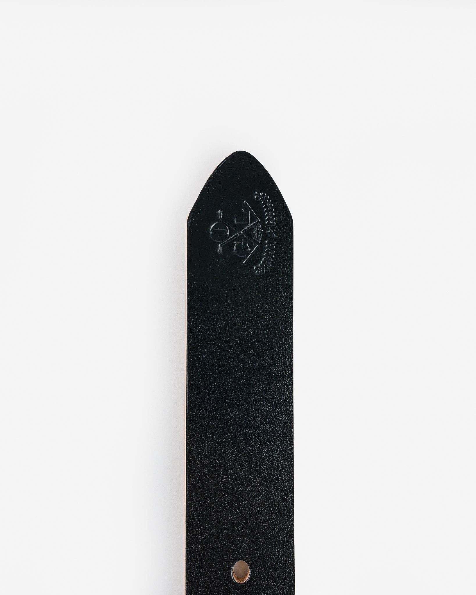 OGL-BELT-ROLL-BLK OGL Single Prong Brass Roller Buckle Leather Belt - Hand Dyed Black - 5