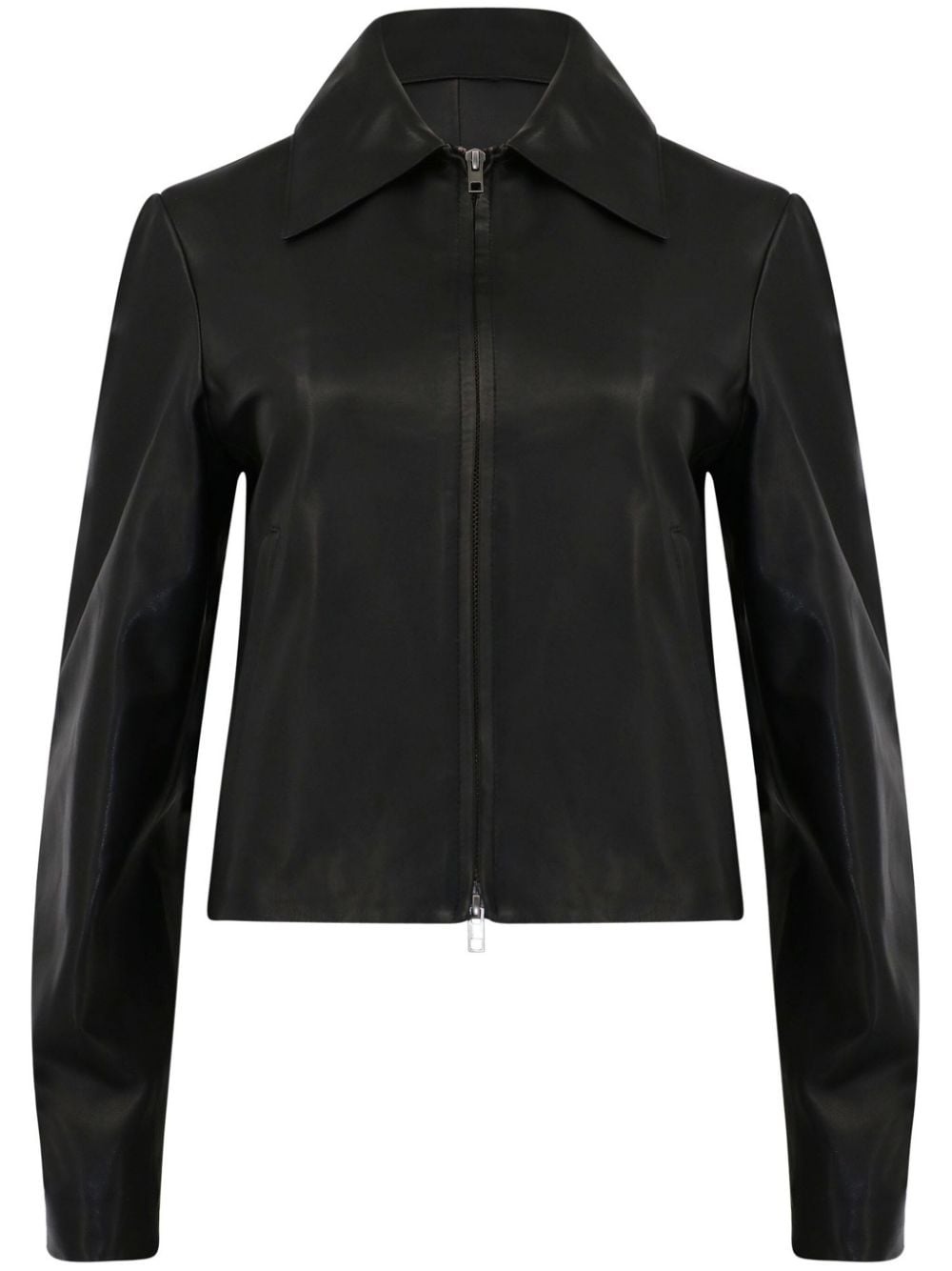 zip-up leather jacket - 1