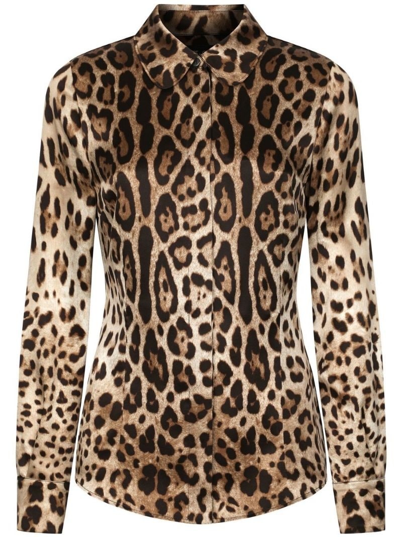 leopard-print silk shirt - 1