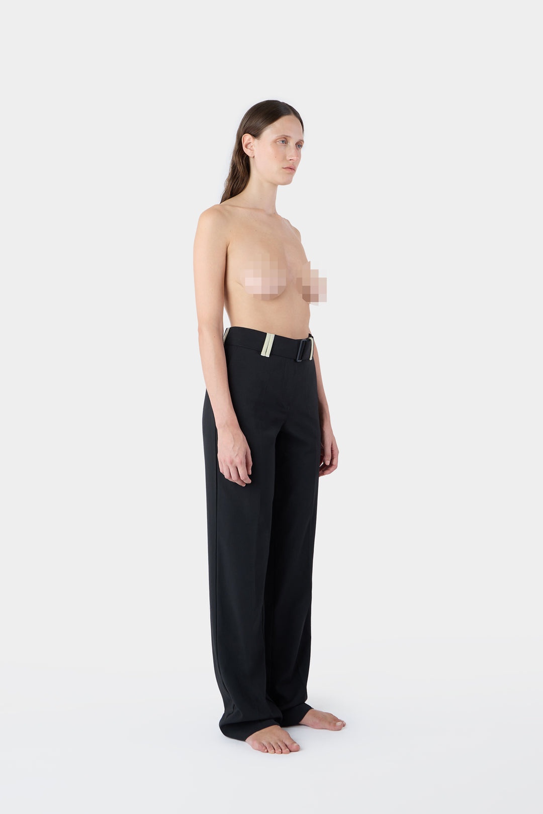 BELTED HIGH WAIST PANTS / carbon black - 3