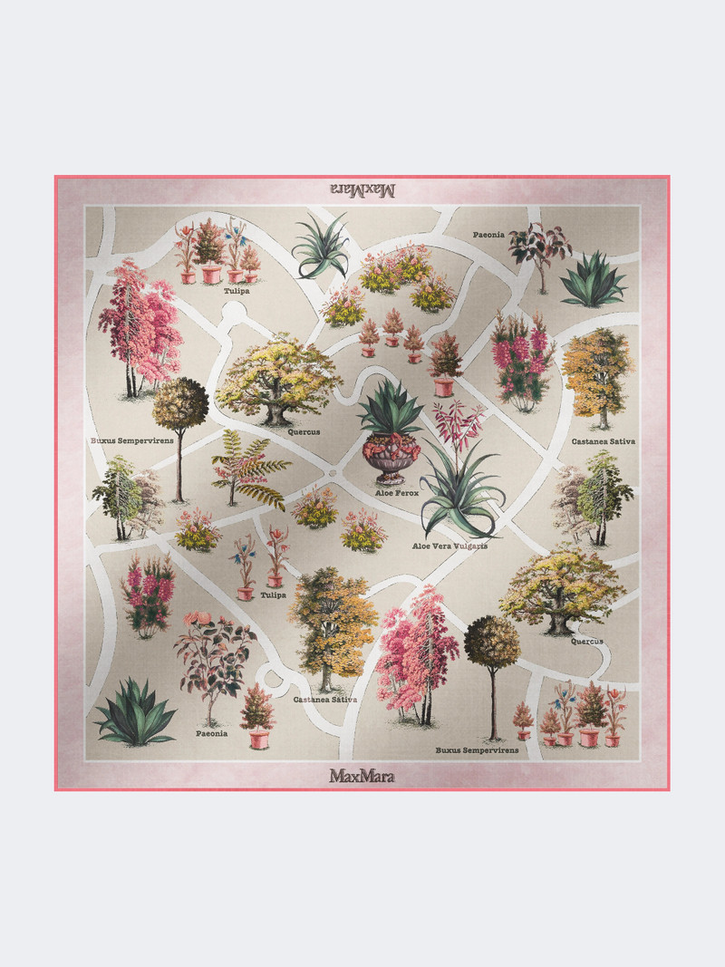 CAMICE Oversized scarf in printed silk and wool - ANTIQUE ROSE 1