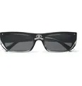 Rectangle-Frame Ruthenium and Acetate Sunglasses - 4