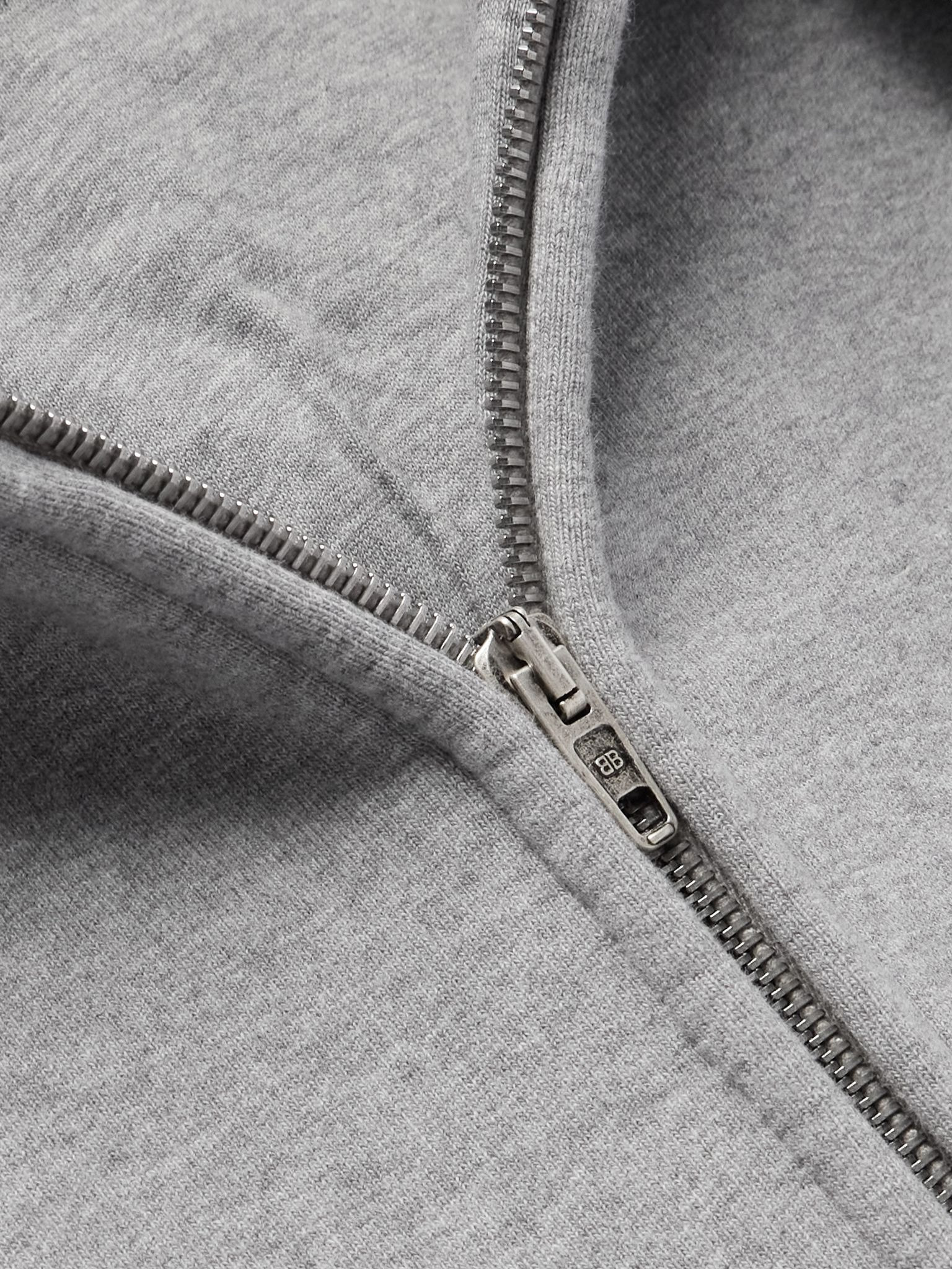 Incognito Oversized Layered Stretch-Cotton Jersey Zip-Up Hoodie Gray - 4