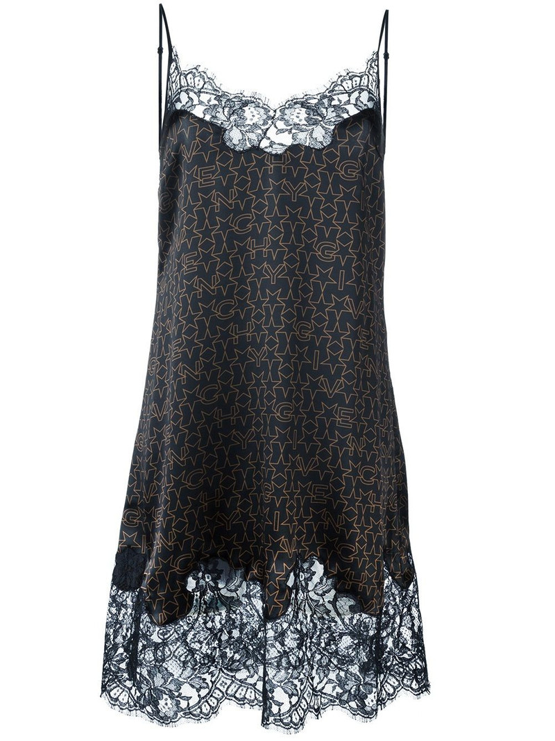 logo print lace dress 1